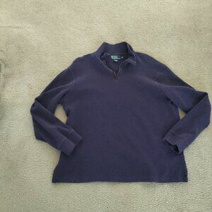 VTG Polo Ralph Lauren XL Mens Quarter Zip Sweatshirt Purple Cotton Pullover VGUC